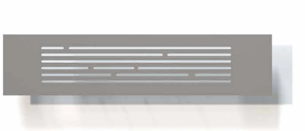 Desenho decorativo M2 para portão de alumínio — linhas horizontais de comprimentos diferentes