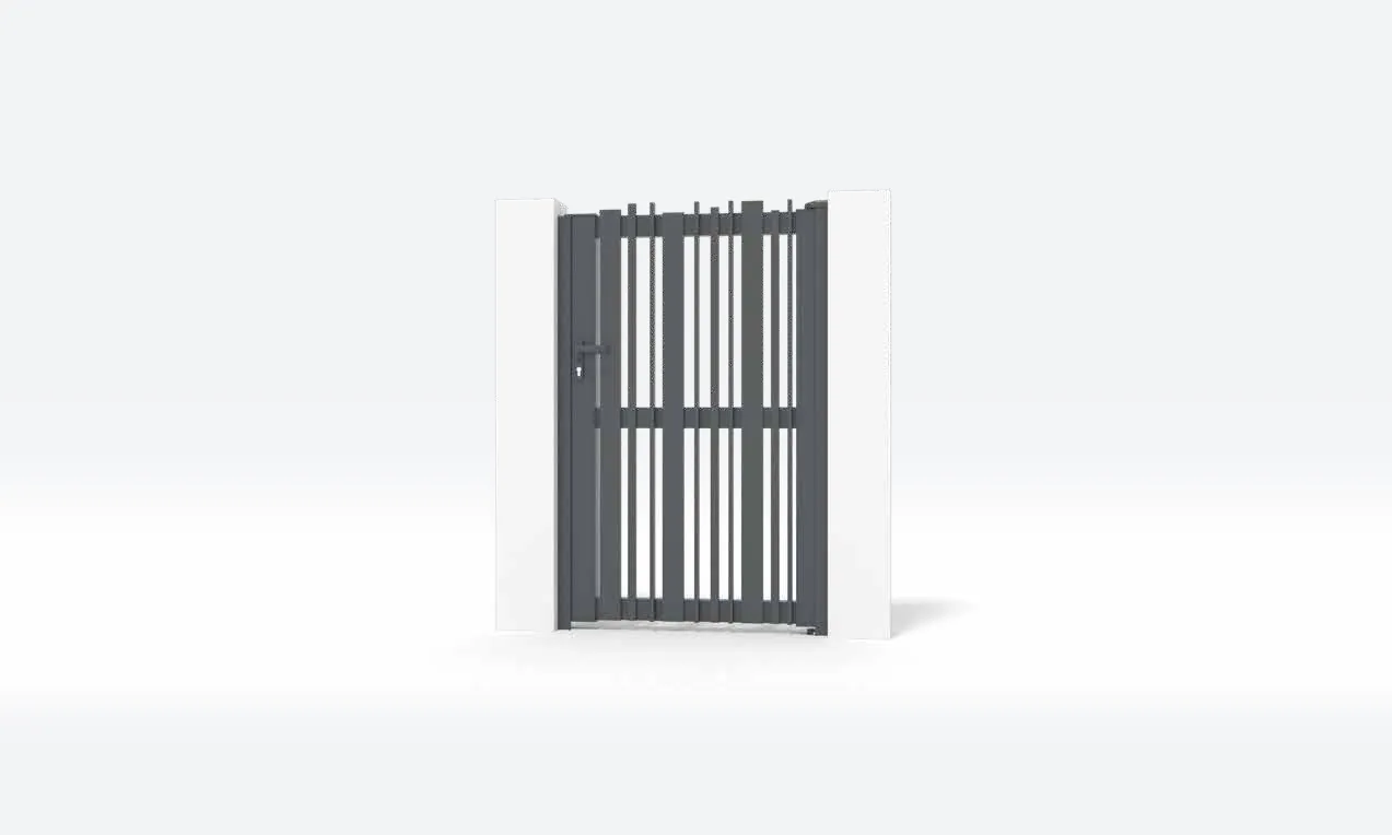 Portão de Alumínio Gradeamento Vertical Escalonado — Porta pedonal