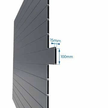 Desenho cotado do painel — 15 mm por 100 mm
