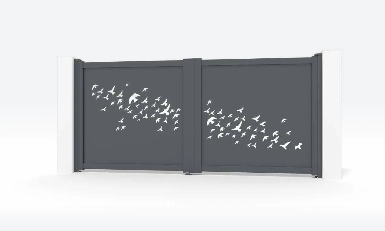 Portão de Alumínio Painel com Bando de Aves — Portão de batente