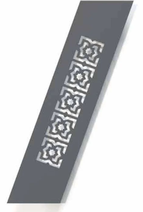Barra oblíqua Nvo 19 para portão de alumínio — quadrados ornamentais