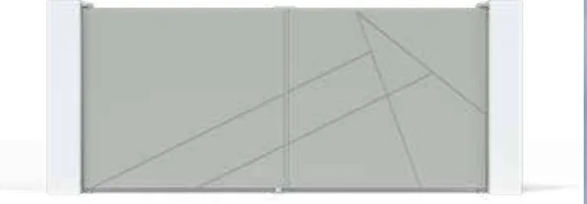 Desenho Eddar 5 para portão de alumínio — diagonais em leque