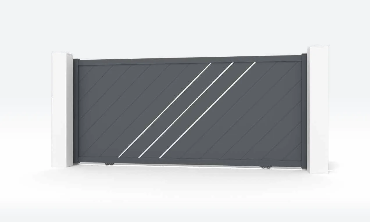 Portão de alumínio Painel com Riscas Oblíquas
