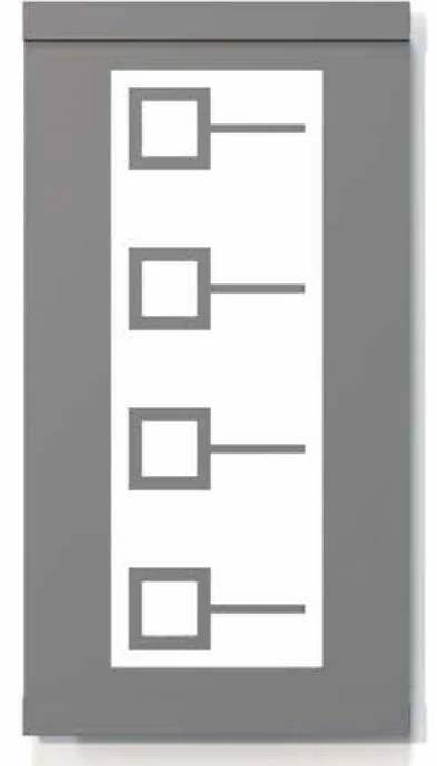 Desenho Paxos invertido para portão de alumínio — quadrados com hastes