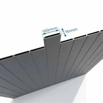 Portão de Alumínio Ripado Horizontal — desenho cotado do perfil