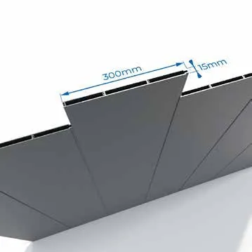 Portão de Alumínio Ripado Horizontal com Travessa — desenho cotado do perfil